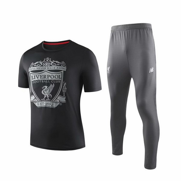 Camiseta de Entrenamiento Liverpool Conjunto Completo 2019 2020 Negro Gris